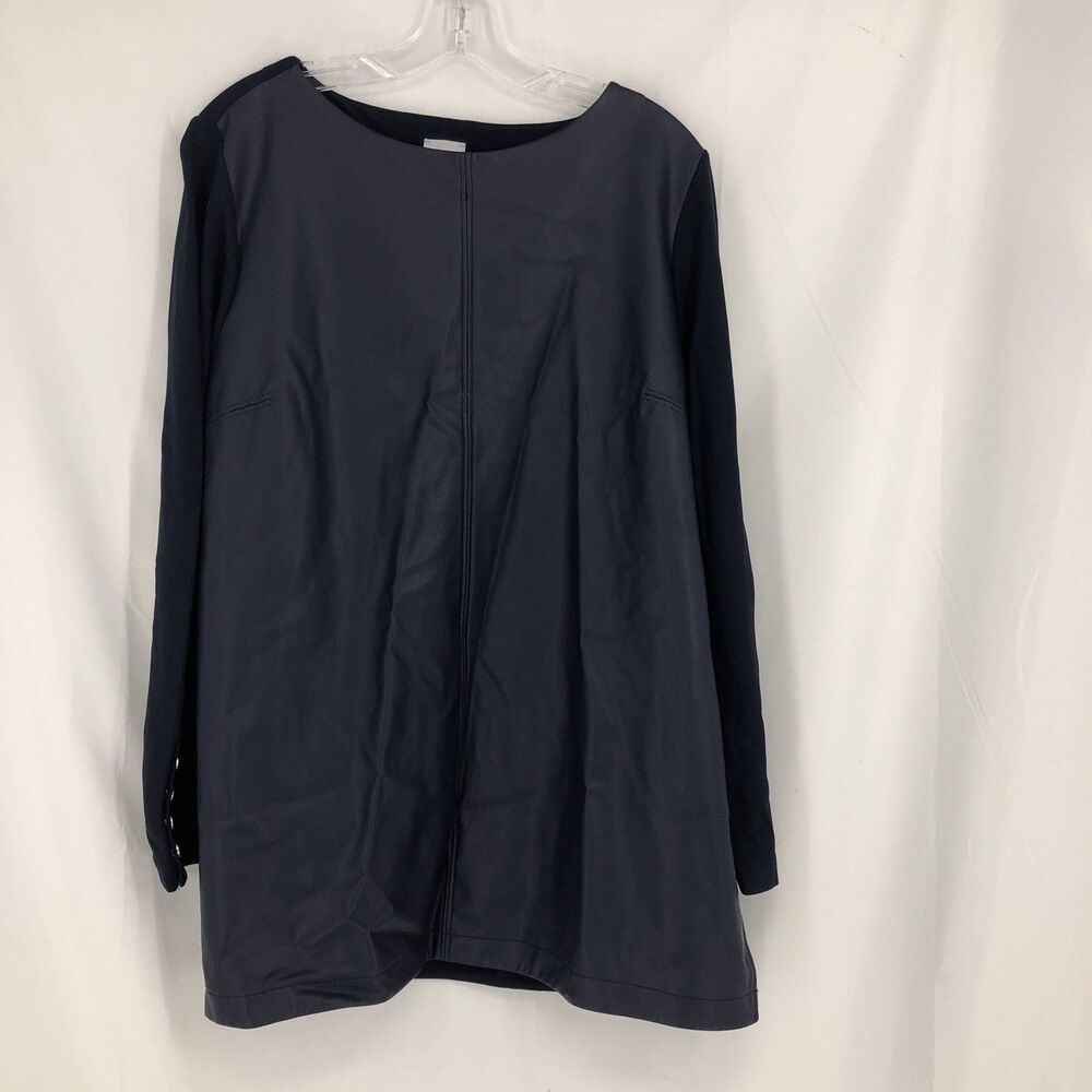 Chicos 3 Blue Ponte Faux Leather Tunic Size Size XL